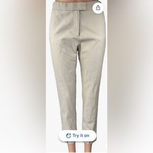 COS Pants Mid Rise Straight Legs with Short Vent Textured Cotton in beige Size 6
